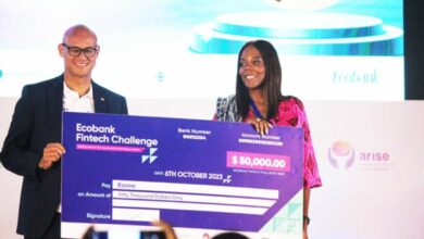 La fondatrice de Koree lors de la réception de son prix Ecobank Fintech Challenge