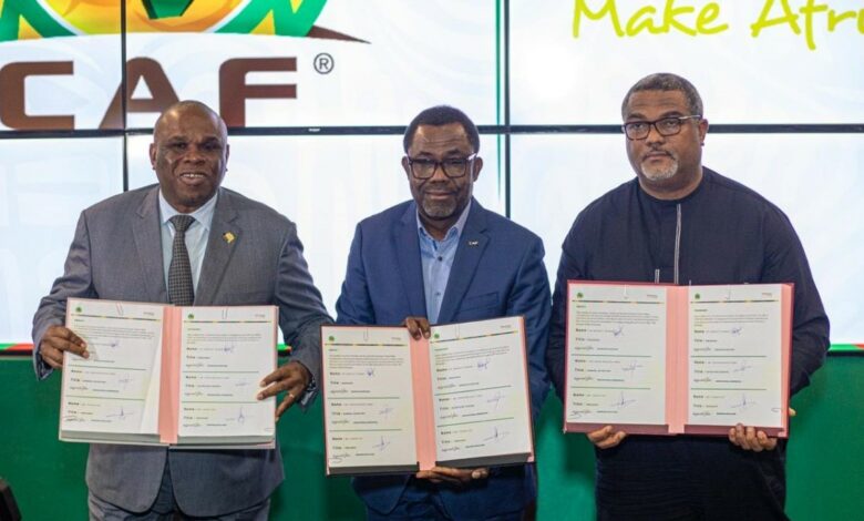 Pr Benedict Oramah président de Afreximbank - Veron Mosengo-Obam SG de la CAF - Thierry Hot Président du Rebranding Africa Forum